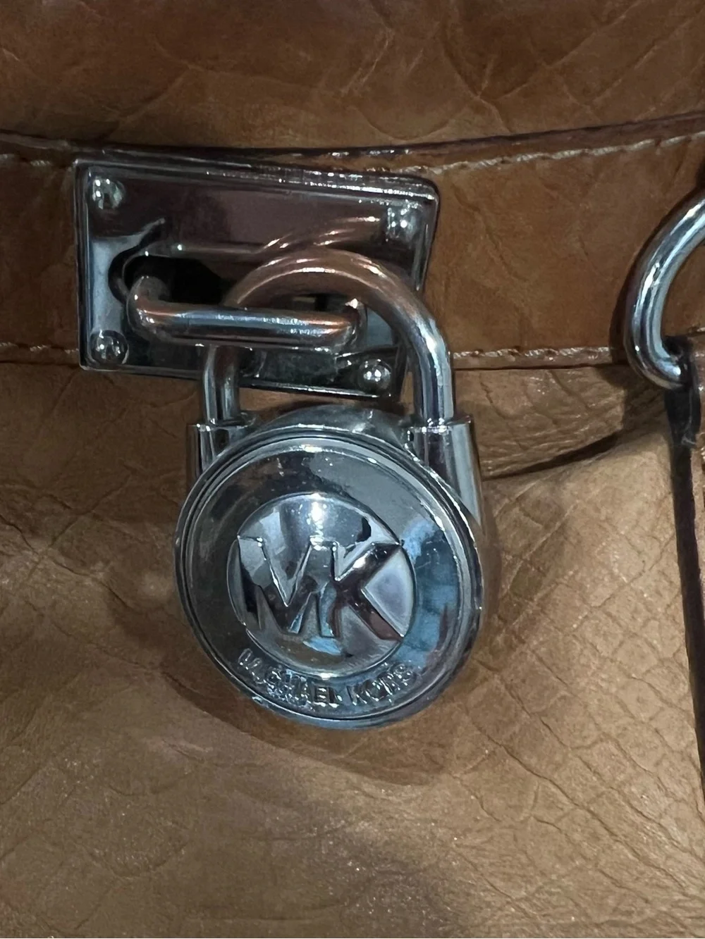 Michael Kors Tawny Leather Satchel Handbag with Chain Detail